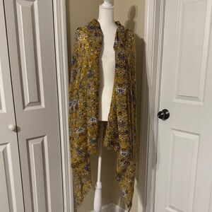 Aratta Mustard and Blue Floral Curtain